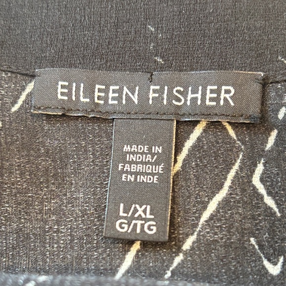 Eileen Fisher Black Printed Silk Tencel Marrakesh Kimono - Picture 9 of 11